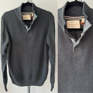 Weatherproof Vintage Sweater Men's Medium Grey Cotton Knit Fisherman‎ NEW